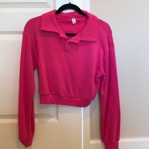 Pink cropped polo sweater